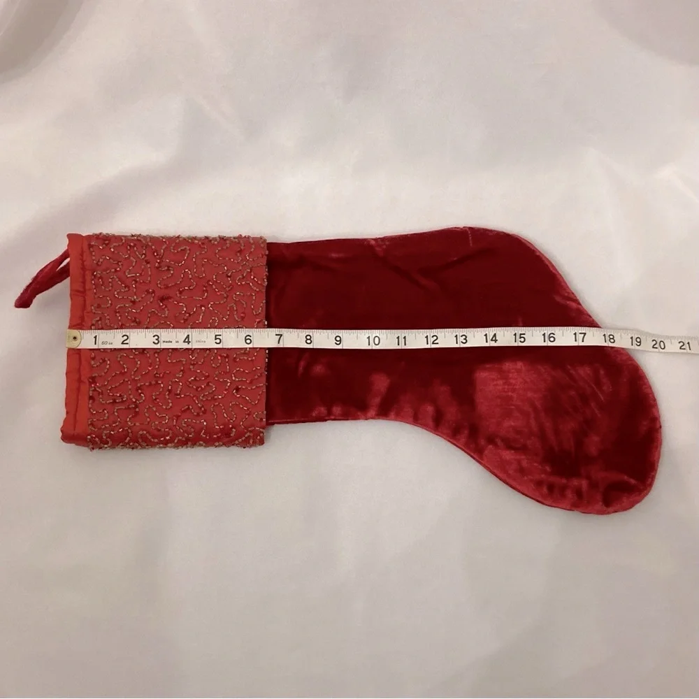 ⭐️ Target Red Velvet And Gold Beaded Christmas Stocking